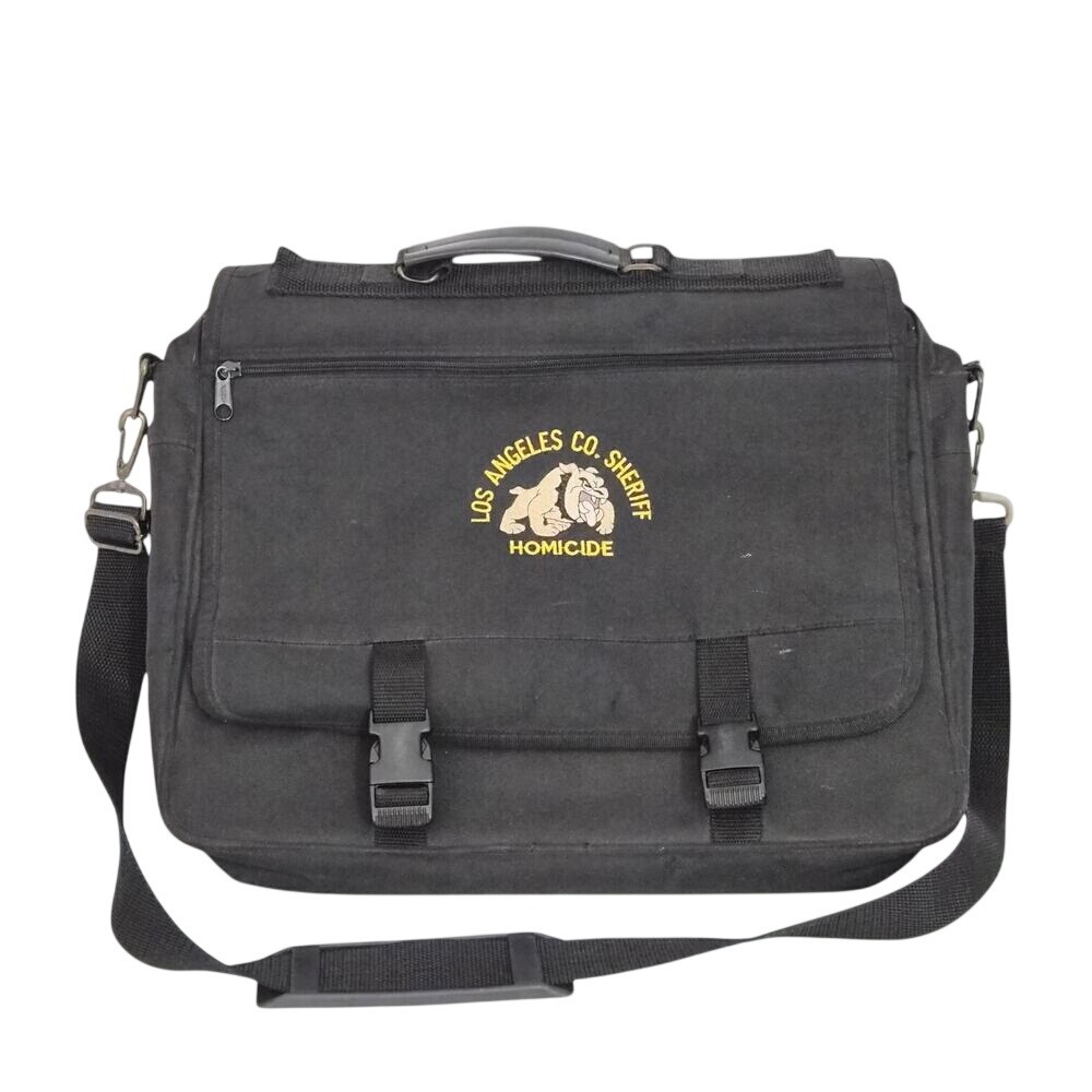 Toppers Los Angeles Co Sheriff Homicide Messenger Bag Black Canvas Briefcase